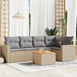 Maison Chic Ensemble à manger d'extérieur 6 pcs avec coussins,Salon de jardin,Mobilier de jardin mélange beige résine tressée -GKD909629