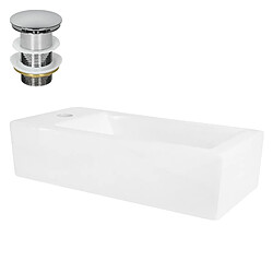 ML-Design Lavabo céramique blanc trou de robinet à droite bonde de vidage chrome 51x25 cm 