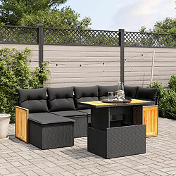 Maison Chic Ensemble Tables et chaises d'extérieur 7pcs avec coussins,Salon de jardin noir résine tressée -GKD502397