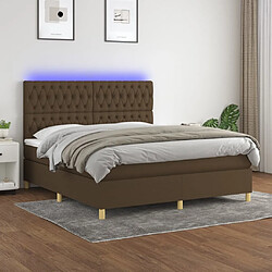 vidaXL Sommier à lattes de lit matelas et LED Marron foncé 160x200 cm 