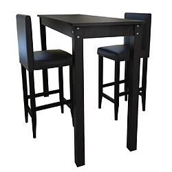 Helloshop26 Lot de 2 tabourets de bar avec table haute noir 1202005 