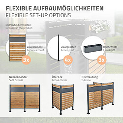 Acheter ML-Design Clôture Extérieure pour 1 Poubelle, 91x91x150 cm, en Acier Inoxydable, Anthracite/Imitation Bois, Habillage Conteneur Rangement Boîte de Jardin, Protection Visuelle, avec 3 Bacs à Fleurs