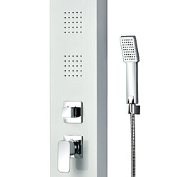 K20 Colonne de Douche Hydromassante K2O Lusso Calm 20x7x130cm 2 Jets, Douchette à Main, Effet Pluie et Buses Anti-Calcaire, Aluminium Blanc pas cher