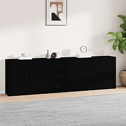 vidaXL Buffets 3 pcs noir bois d'ingénierie