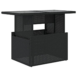 vidaXL Table de jardin dessus en verre noir 100x55x73cm résine tressée