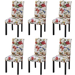 Decoshop26 Lot de 6 chaises de salle à manger cuisine design rétro tissu multicolore CDS022656 