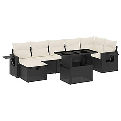 vidaXL Salon de jardin 8 pcs avec coussins noir résine tressée