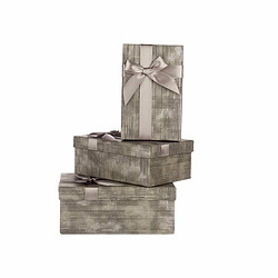 Pincello Set de boîtes décoratives Anthracite Carton Rayures Lien 3 Pièces 