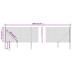 Acheter vidaXL Clôture à mailles losangées avec piquet d'ancrage vert 1,1x10 m