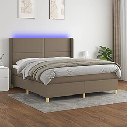 Maison Chic Lit adulte- Lit + matelas + LED,Sommier à lattes de lit matelas et LED Taupe 180x200 cm Tissu -GKD95554