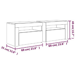 vidaXL Tables de chevet 2 pcs avec LED Noir 60x35x40 cm pas cher