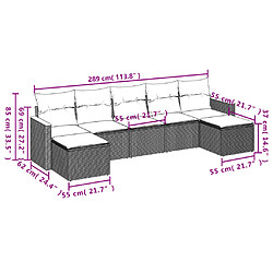 vidaXL Salon de jardin avec coussins 7 pcs beige résine tressée pas cher