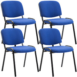 Decoshop26 Lot de 4 chaises visiteur empilable zone d'attente en tissu bleu piètement à 4 pieds en métal noir 10_0003190