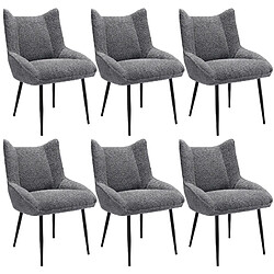 ComfortXL Chaise Salle à Manger, 6 Pièces, Velours, Accoudoirs, Coussin Épais, Gris