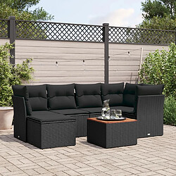 Maison Chic Ensemble Tables et chaises d'extérieur 7pcs avec coussins,Salon de jardin noir résine tressée -GKD398449