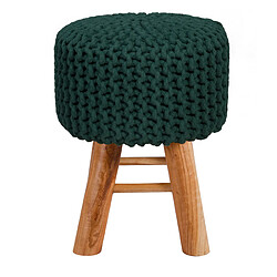 Acheter Rendez Vous Deco Petit tabouret tricot Lisa vert sapin