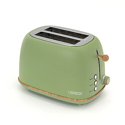 Grille Pain Caprizze Kaito avec Double Fente Extra Large 6 Niveaux de Grill Design Vintage avec Effet Bois Vert Mat 