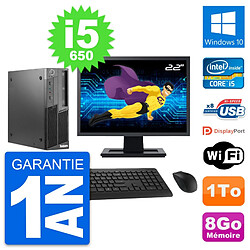 PC Lenovo M90 SFF Ecran 22" Intel Core i5-650 RAM 8Go Disque 1To Windows 10 Wifi - Occasion