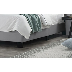 Acheter Meubletmoi Lit double 160 x 200 cm en simili gris clair + sommier fixe - PANDORA