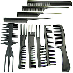 Kit de 10pcs Peigne de Pro Salon de Coiffure Brosse de Style Noir