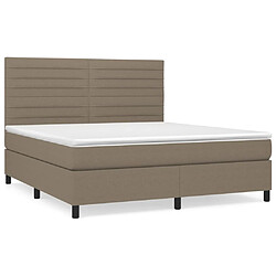 vidaXL Sommier à lattes de lit avec matelas Taupe 180x200 cm Tissu