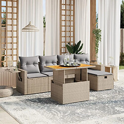 vidaXL Salon de jardin avec coussins 6 pcs beige résine tressée 