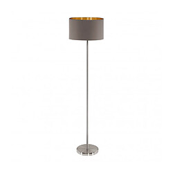 EGLO Lampadaire en textile MASERLO 1 ampoule nickel satiné abat jour cappuccino