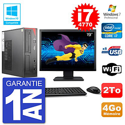 PC Fujitsu Esprimo E520 DT Ecran 19" i7-4770 4Go Disque 2To Graveur DVD Wifi W7 · Occasion 