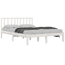 Avis Maison Chic Lit Super King - Cadre de lit,Structure du lit Contemporain Blanc Bois de pin massif 180x200 cm -MN82053