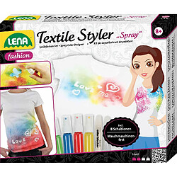 Lena 42597 Kit de Bricolage Textile Styler Set Complet Comprenant 4 Spray, 1 Peinture à Paillettes, 8 pochoirs et Crayons de Contour pour Enfants à partir de 8 Ans