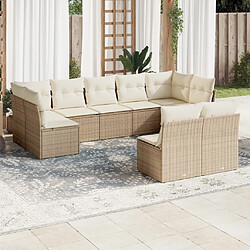 Maison Chic Salon de jardin avec coussins 9 pcs | Ensemble de Table et chaises | Mobilier d'Extérieur beige résine tressée -GKD58755