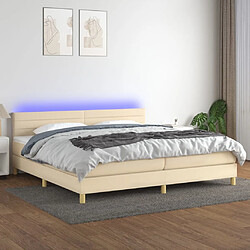 vidaXL Sommier à lattes de lit et matelas et LED Crème 200x200cm Tissu 