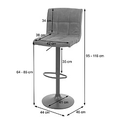 Mendler Tabouret de bar HWC-B13, tabouret de bar , simili daim ~ vintage gris foncé