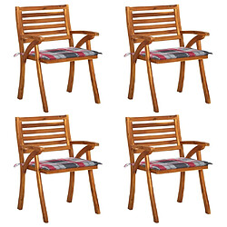 Maison Chic Lot de 4 Chaises de jardin,Fauteuil d'extérieur avec coussins Bois de teck solide -MN24677