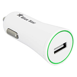 Bluestar Chargeur Voiture Allume Cigare USB 2A Charge Rapide LED Lumineux Blue Star Blanc