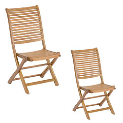 Evergreen 2 chaises pliantes de jardin en bois d'acacia pour table AC805072