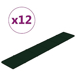 vidaXL Panneaux muraux 12 pcs Vert foncé 90x15 cm Velours 1,62 m²