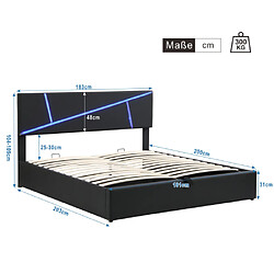 Avis ComfortXL Lit Rembourré Confortable Avec Bandeaux LED, 180 * 200 Cm, Noir