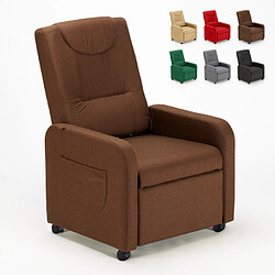 LE ROI DU RELAX Fauteuil inclinable Relax 4 roues avec repose-pieds en tissu Beautiful | Couleur: Marron 