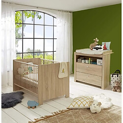 TRENDTEAM Chambre bébé Duo : Lit 70 x 140 cm + Commode a langer OLIVIA - Chene - TREND TEAM