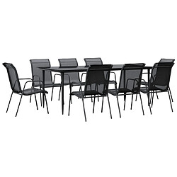 vidaXL Ensemble à manger de jardin 9 pcs noir textilène et acier