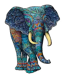 Universal Puzzle éléphant fleuri pour enfants et adultes (A4) 