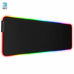 Tapis de souris de jeu Riff RGB-01 en tissu caoutchouté avec lumière de couleur USB RGB LED (80x30cm) noir