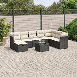 Maison Chic Ensemble Tables et chaises d'extérieur 9 pcs avec coussins,Salon de jardin noir résine tressée -GKD127202