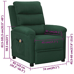 vidaXL Fauteuil de massage Vert foncé Tissu pas cher