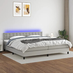 Sommier à lattes et matelas LED,Cadre à lattes de lit pour Adulte Gris clair 200x200 cm Tissu -MN29509