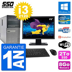 PC Tour Dell 990 Ecran 19" Intel Core i3-2120 RAM 8Go SSD 2To Windows 10 Wifi · Occasion 