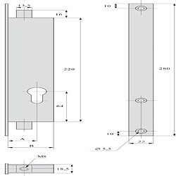 Serrure 2 points pour cylindre coffre de 30 mm variaxe - STREMLER - 2253.30.0