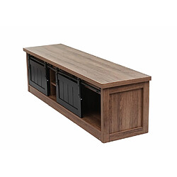 Mendler Meuble TV HWC-K75, Table de télévision, portes coulissantes, compartiments de rangement, aspect bois métal industriel 43x150x40cm ~ brun pas cher