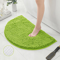 LUUCOZK Tapis de bain antidérapants absorbants à séchage rapide, tapis de décoration de salle de bain-fond TPR vert citron-Demi-cercle 40X60CM 